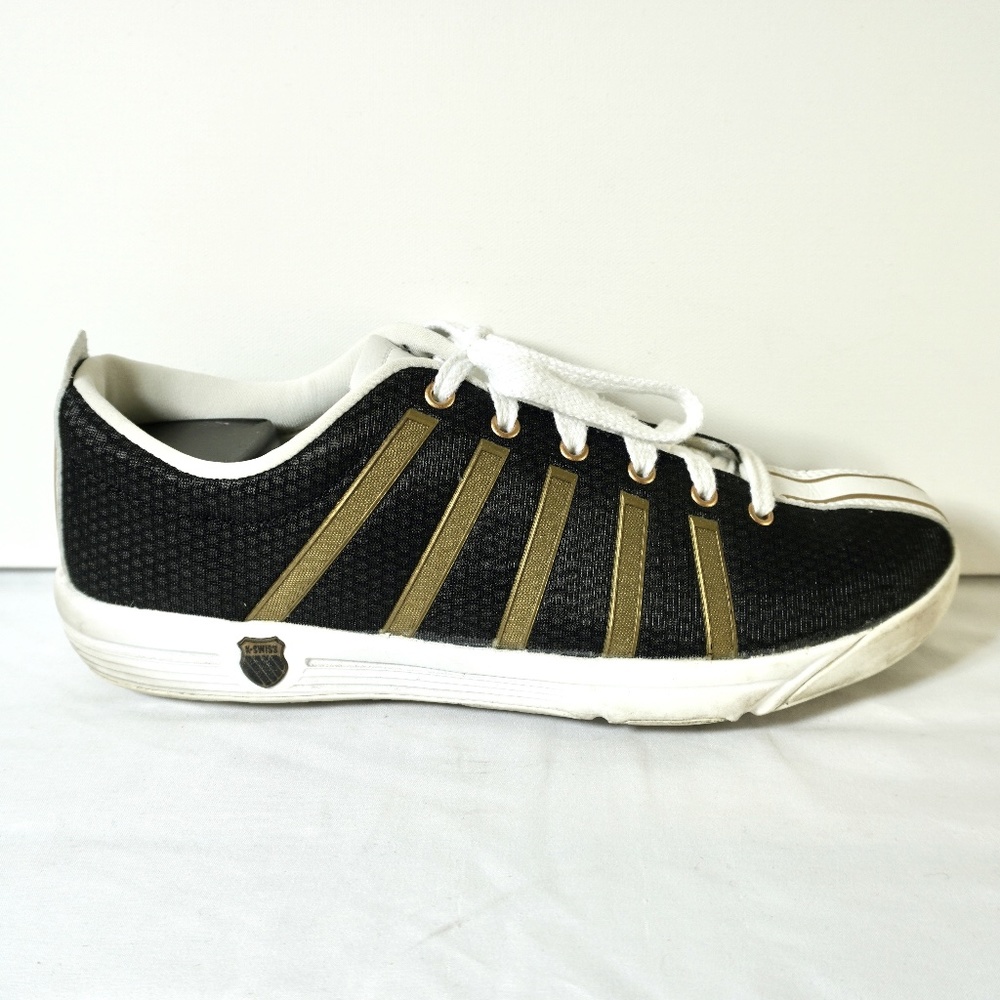 K-Swiss Men Shoes Sz 10.5 Black Gold Casual Sneakers Athleisure 02456015 RARE